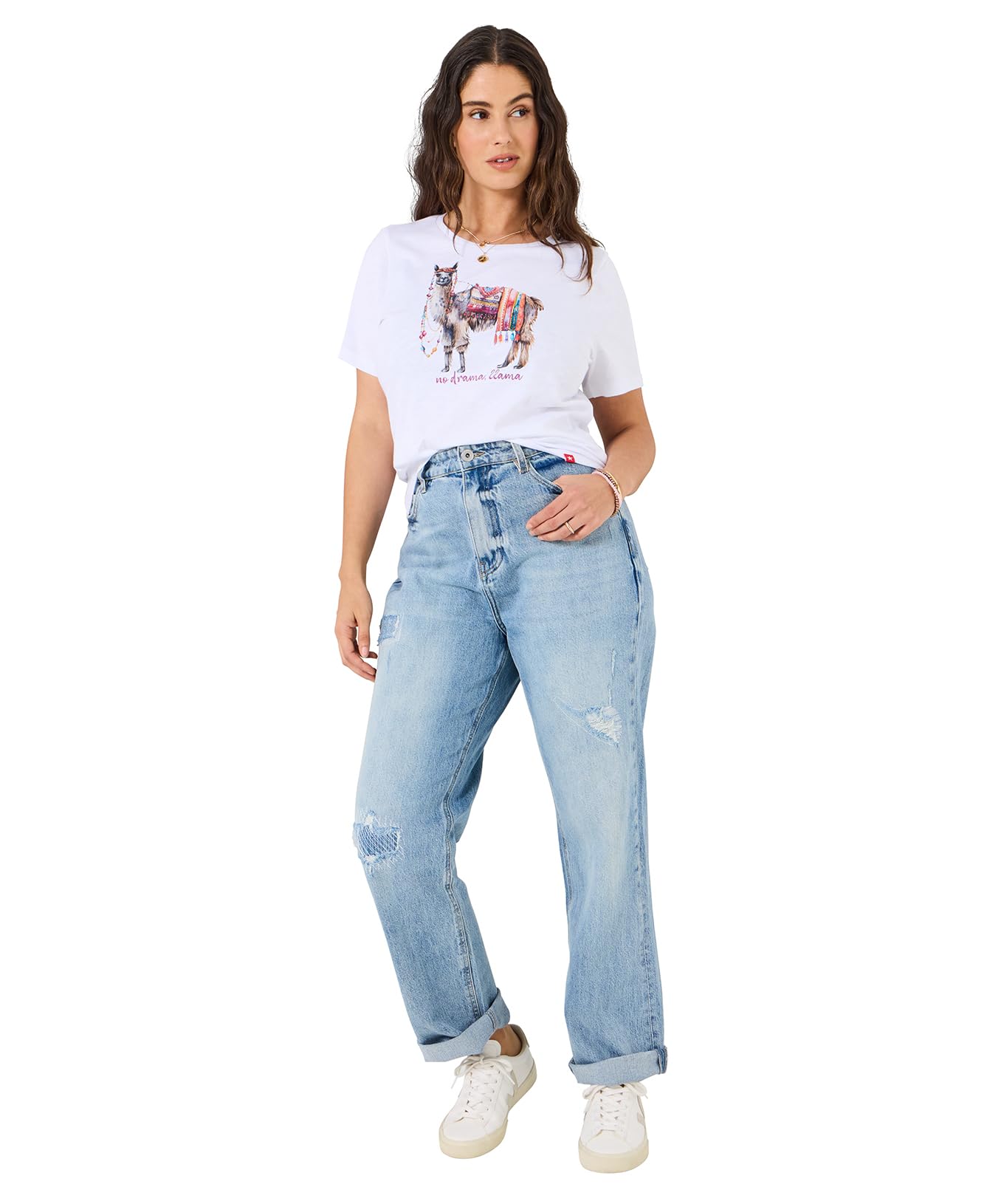 Joe Browns Women's White Jb No Drama Llama Graphic Tee