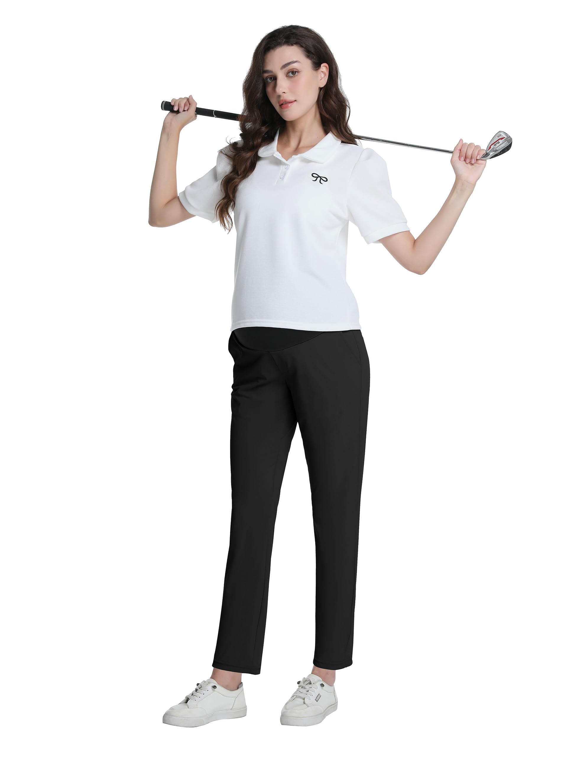 Umstandshose über dem Bauch Schwangerschafts Hose Elegante Golfhosen Arbeitshose Business Hosen mit Taschen