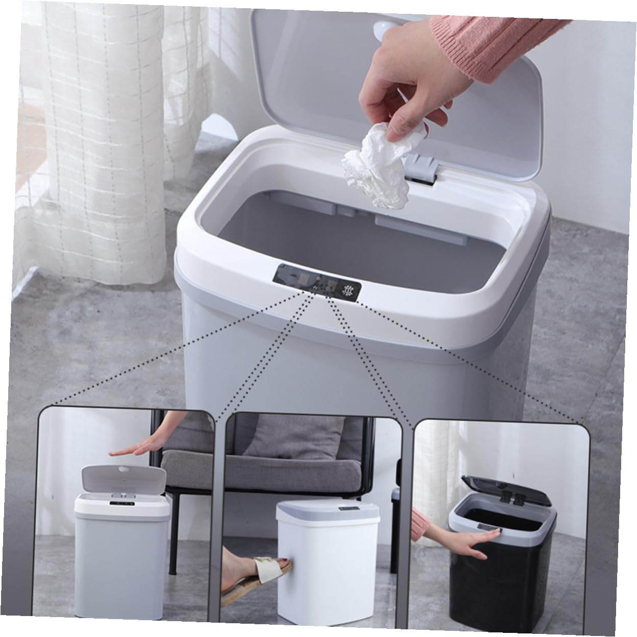 Intelligenter Mülleimer mit Sensorautomatik Wasserdichtes Design für Küche und Bad Berührungsloses Öffnen und Schließen Energiesparend für Smart Home