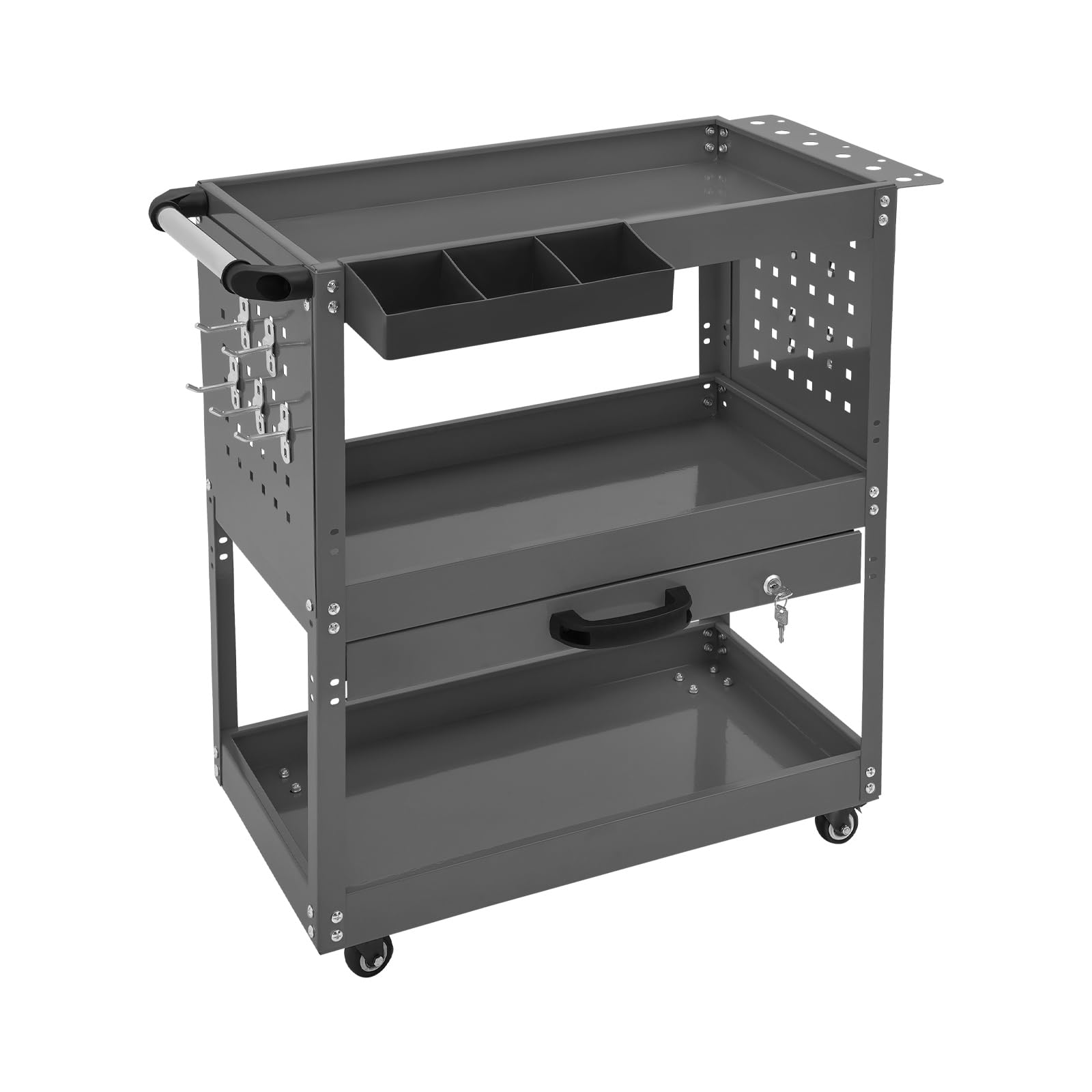 Carro de herramientas de 3 niveles (hasta 249,47 kg), color gris