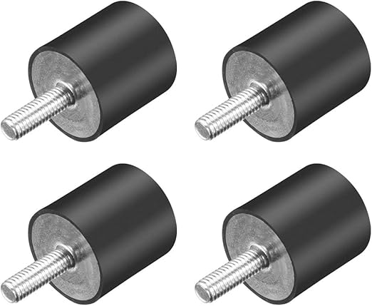 uxcell M6 Thread Rubber Mounts,Vibration Isolators,Cylindrical Shock Absorber with Studs 25 x 25mm 4pcs