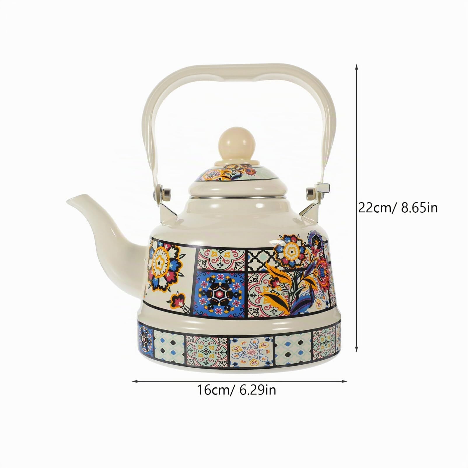 Kichvoe Bouilloire Vintage En ÉMail 1.1L Pour CuisinièRe Bouilloire Chauffante RéTro Avec PoignéE Conception Facile À Nettoyer Pour Thé En Vrac
