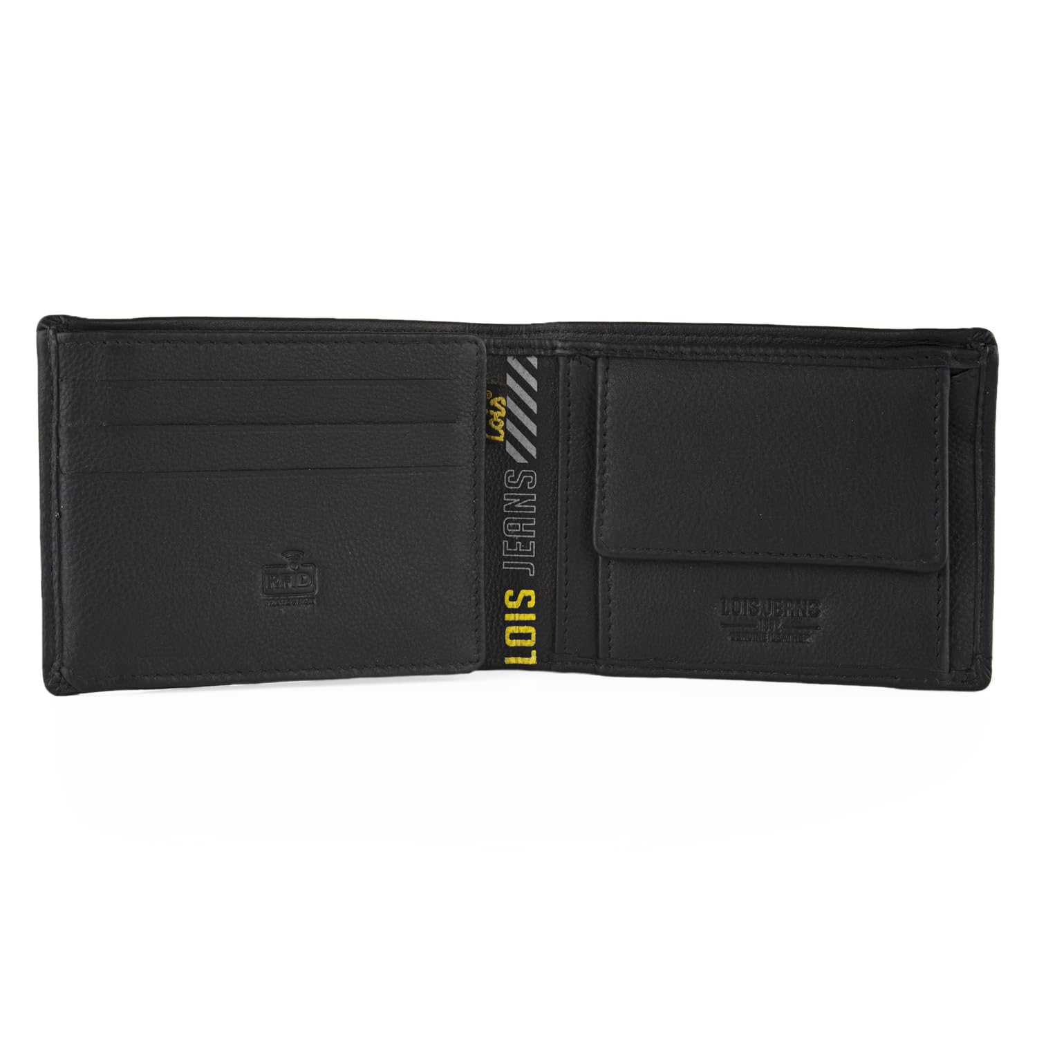 Lois - Cartera de Piel para Hombre - Cartera Hombre Piel con Monedero Interior y Tarjetero, diseño Slim, Cuero auténtico, Regalo Elegante. Proteccion RFID, Negro
