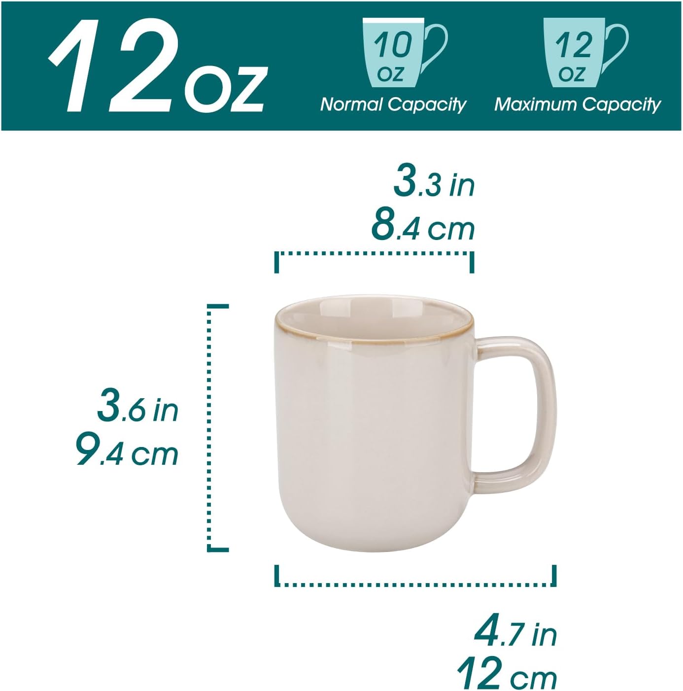 vancasso Coffee Mugs Set of 6, 12 Oz Ceramic Coffee Cups with Handle, Ceramic Unique Glaze Coffee Cup for Cappuccino, Latte, Tea, Cocoa, Dishwasher & Microwave Safe Gift Sets, Beige, Series PLAYA - Image 2