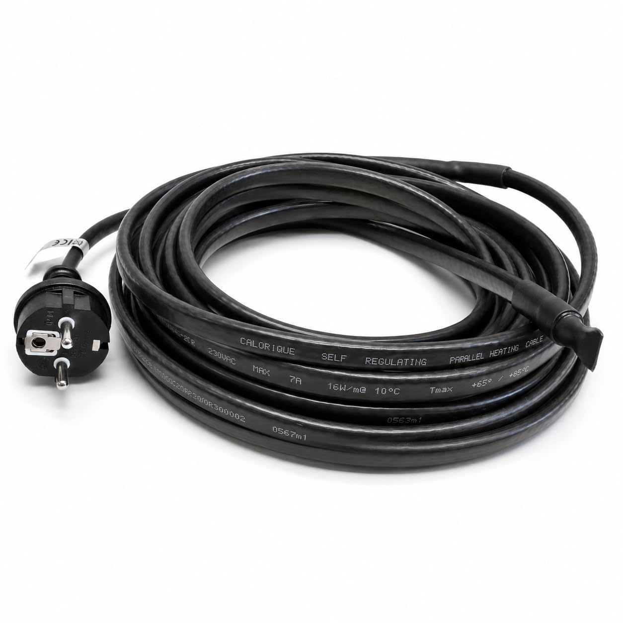 Frostschutz Heizkabel – 4 m – CALORIQUE LTC 16W/m selbstregulierend – Eisfrei Heizkabel 230V mit Schutzkontaktstecker, Rohrbegleitheizung, Wärmekabel gegen Frost für Wasserrohr, Abfluss, Garten