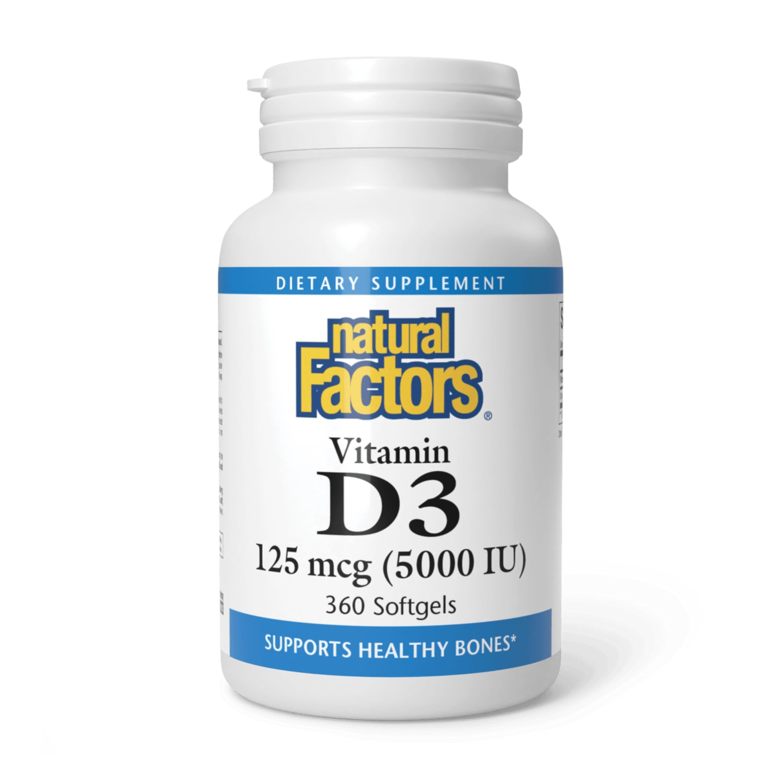 Vitamin D3 5000 IU (125 mcg), Supports Strong Bones, Muscles and Immune Function, 360 Softgels