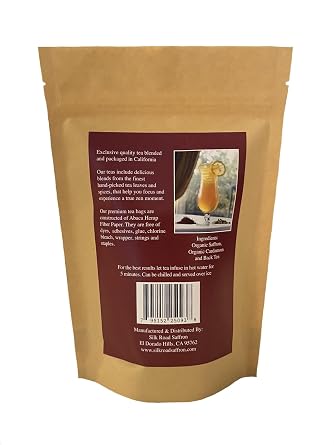 Organic Saffron Cardamom Black Tea - For Better Health And Wellness (30 Tea Bags)