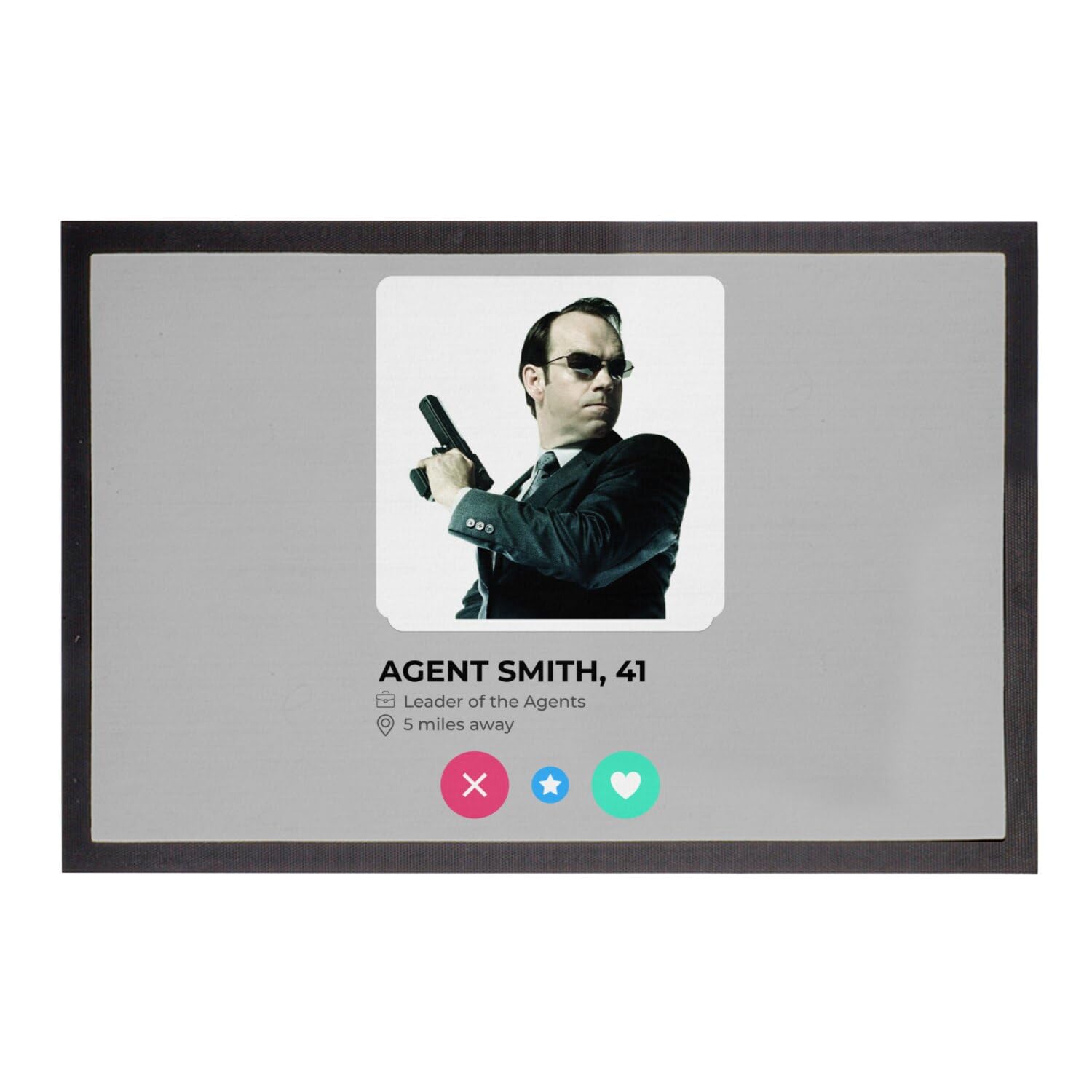 Tapis de sol Agent Smith paillasson gris original 75x50cm pour sourire en rentrant
