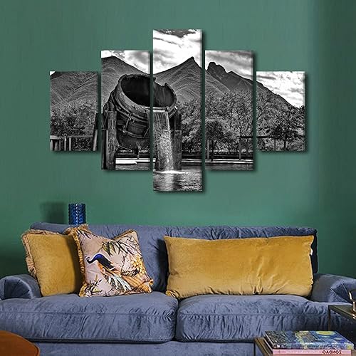 Vista 174 de TUMOVO 5 paneles de arte de pared de volcán en México, impresión sobre lienzo, paisajes naturales, cuadros para dormitorio, decoración del hogar