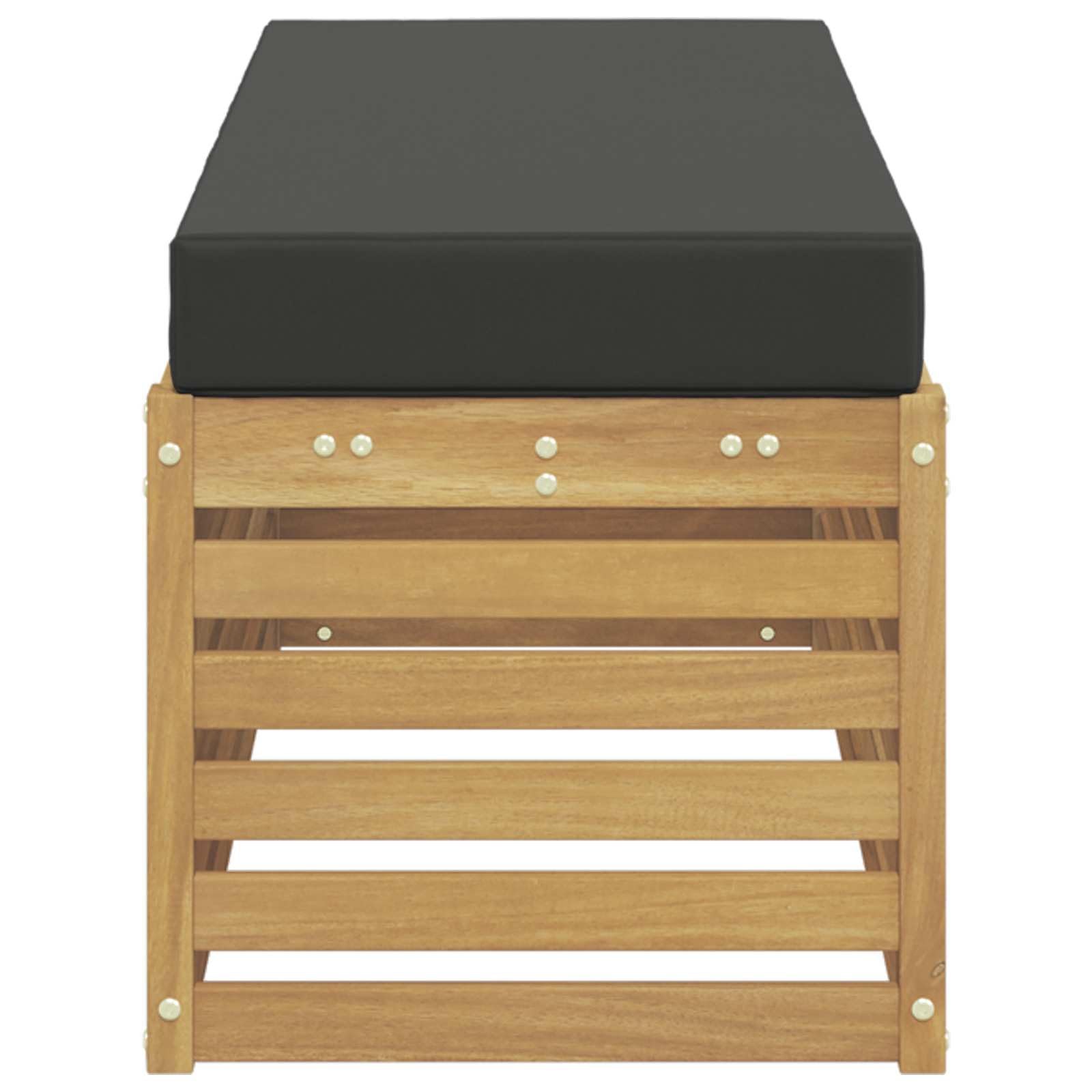Ensemble de canapés d'extérieur modulable Blanc et Anthracite, Bois d'acacia Massif, 115 x 43 x 45 cm, pour Balcon, Patio et terrasse, Assise Confortable avec Coussin