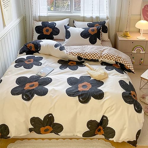 Miniatura 5 de Wellboo Sábanas de cama a cuadros de calabaza y blanco, tamaño Queen, color marrón claro, sábanas encimeras de cuadrícula de cuadros modernos