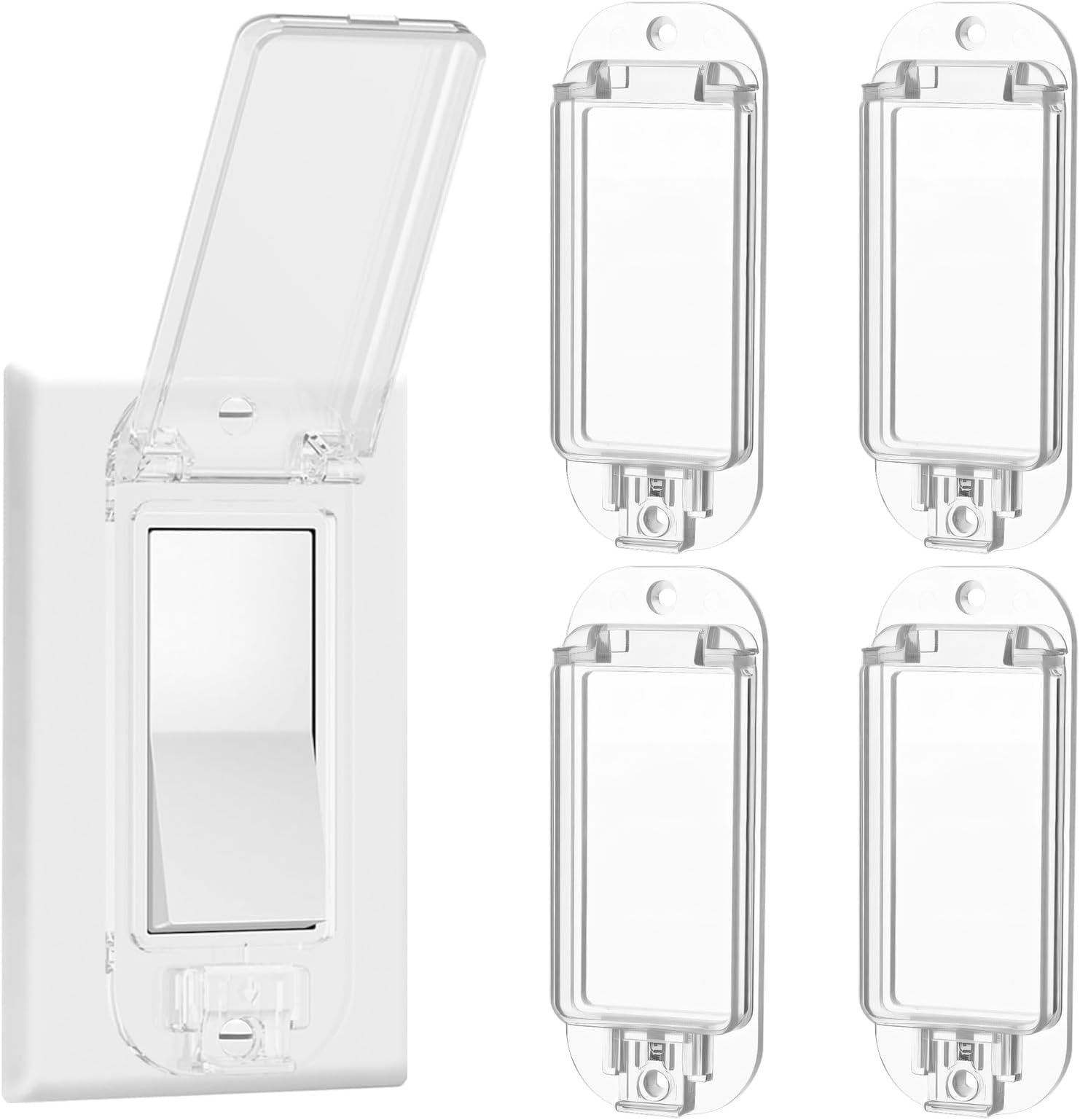 4Pcs Light Switch Guard, Clear Light Switch Covers, Child Proof Wall Switchs Protector - Keeps Lights from Being Accidentally Turned On or Off (Includes Screws)