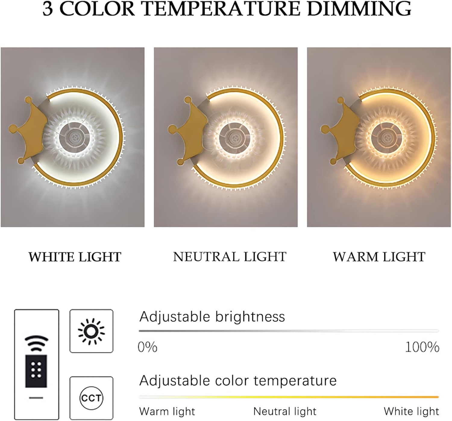 YUEGOO Fan Light Dimmable Ceiling Fans with Lamps,Silent in Lighting Ceiling Fans with Lights and Remote Ceiling Fan Child Ceiling Fan with Lighting/D