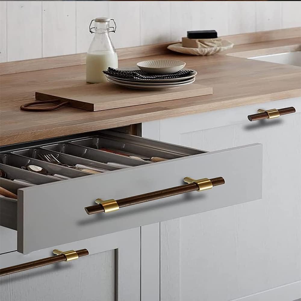 Kast handvat Houten meubelgrepen Walnoot Handvatten voor keukenkasten Ladeknoppen Handgrepen voor kasten en lades Lange kledingkastgrepen