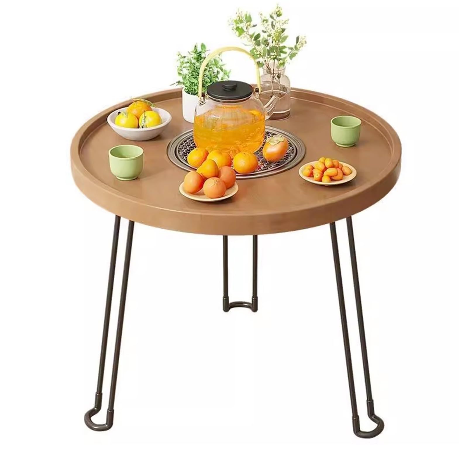 Table basse pliante en bambou légère pour optimiser l'espace du salon