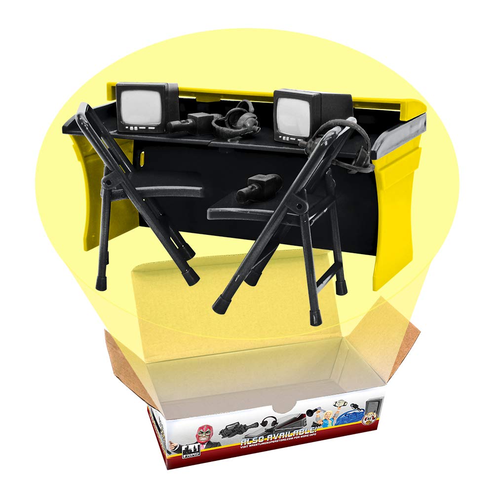 Buy Black & Yellow Commentator Table Playset for WWE & AEW Wrestling ...