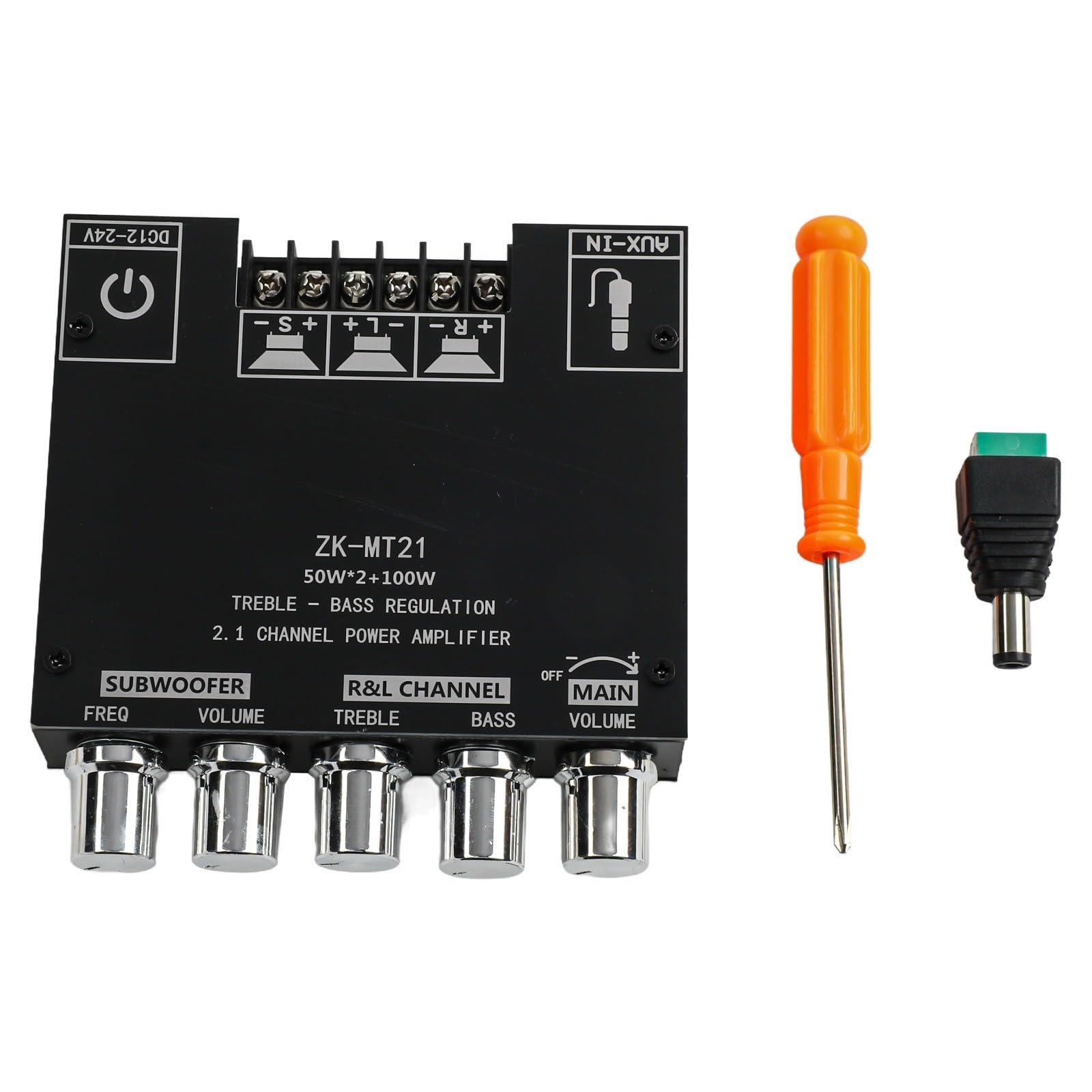 Bluetooth Audio Modul 100W DC 24V mit TWS Pairing AUX USB Eingang, kompatibel mit TPA3116D2 Chip für Smartphones und Computer, Schwarz ZK-301B Board ZK-MT21