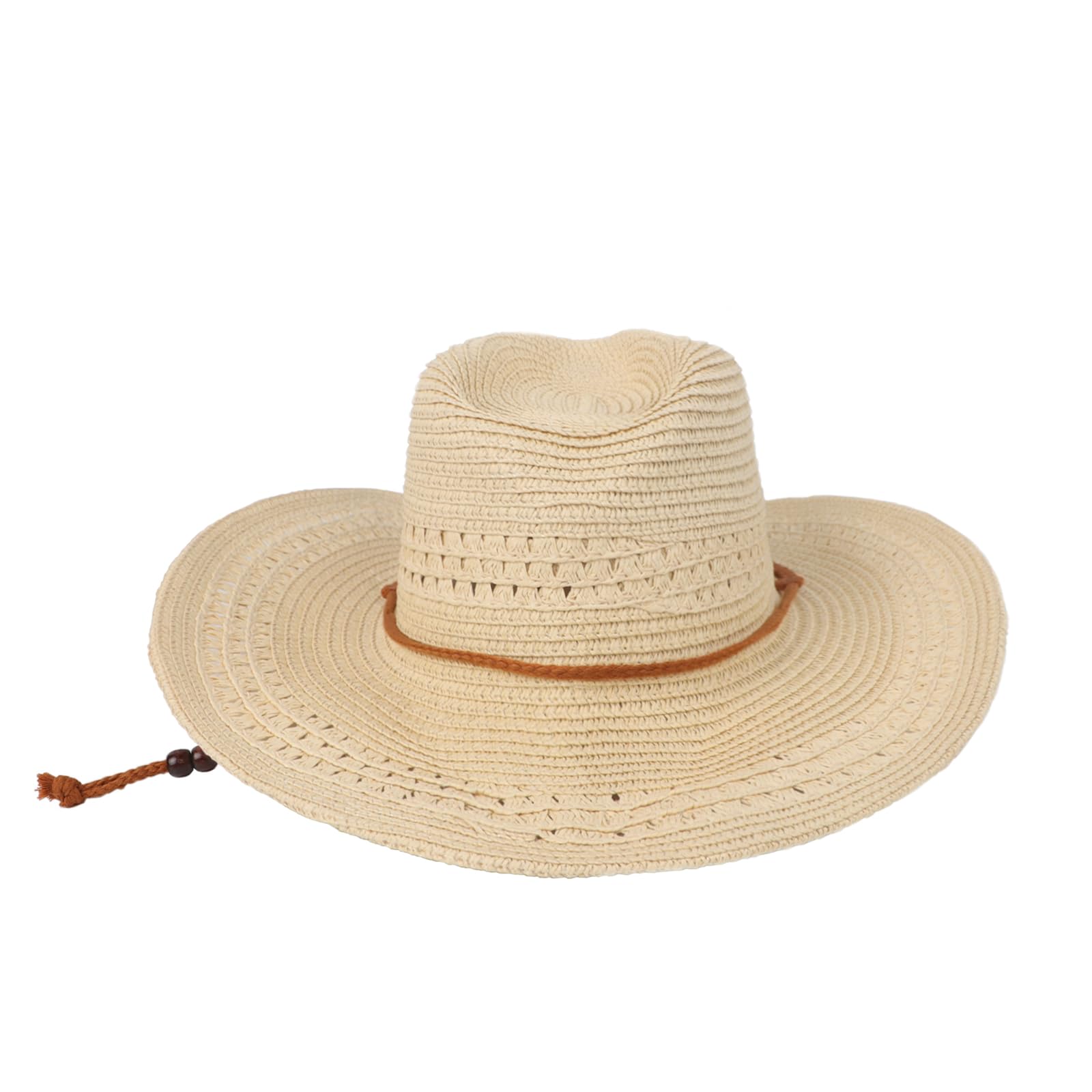 FakeFace Chapeau de Paille Homme Femme Chapeau Cowboy Western Unisexe Capeline de Paille Pliable Casquette avec Large Bord Anti-UV pour Adulte en Plein Air