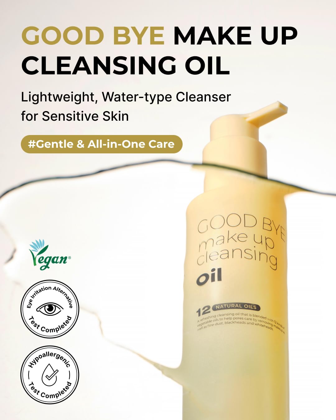 BOM COSMETICS Good Bye Makeup Cleansing Oil 6.76 fl oz. Pore Care and Daily Exfoliation with Residue-Free Oil Cleanser, Watery Lightweight Texture for Face Wash and Makeup Removal, for Sensitive Skin - Image 2