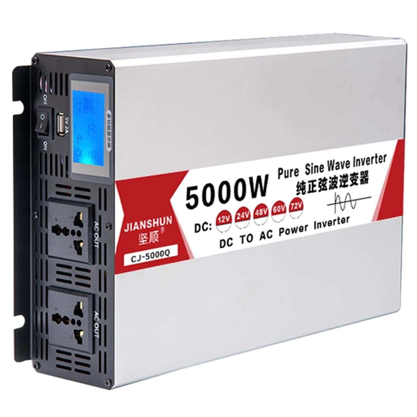 CZVJUKBYP 4000W/5000W/6000W/8000W Pure Sine Wave Inverter 12V/24V/48V/60V to 110V 220V Voltage Converter Car Power(60Vto110V,5000W)