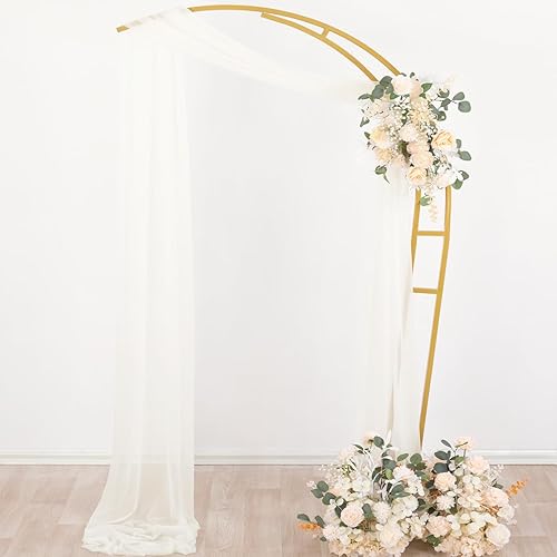 Miniatura 5 de Socomi Tela drapeada de arco de boda blanco marfil de 29 pulgadas x 20 pies, 1 panel de cortina transparente para exteriores, cortinas extralargas