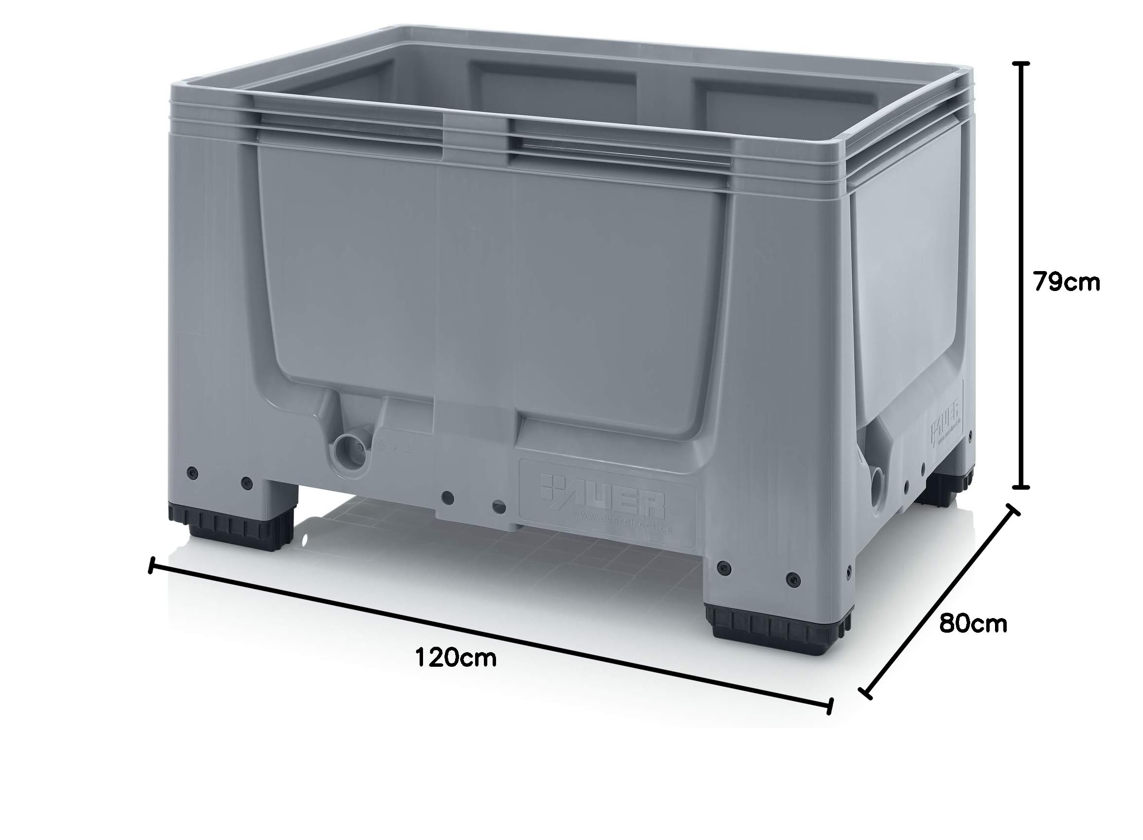 Auer BigBox Fermé 120x80x79 Caisse-Palette, Grande Caisse, Conteneur à Palettes, 535 Litres, Gris