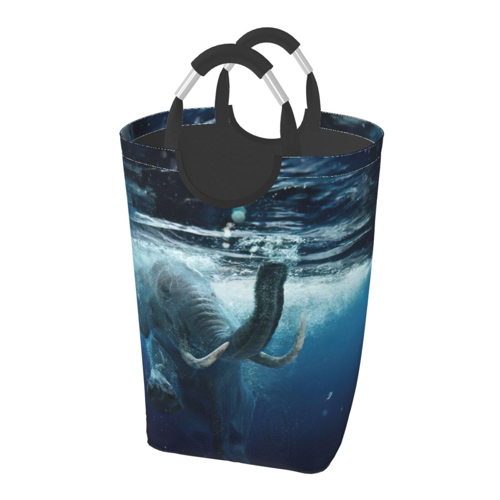Sac à linge pliable avec poignées alu pour dortoir motif éléphant