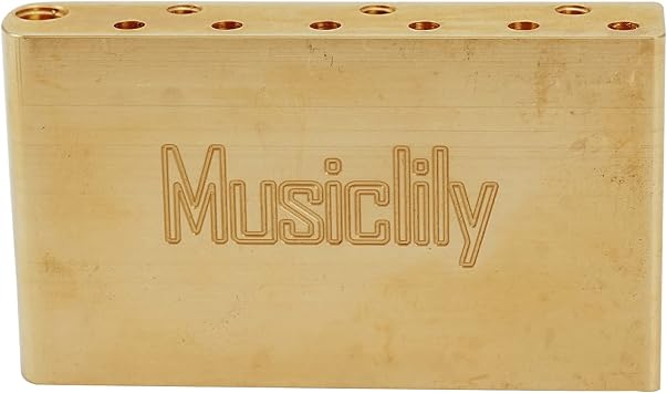 Musiclily Ultra 52.5mm (2-1/16 inch) String Spacing Full Solid Brass Tremolo Block for China and Indonesia made Squier Standard Series Electric Guitar Bridge, 40mm Tall