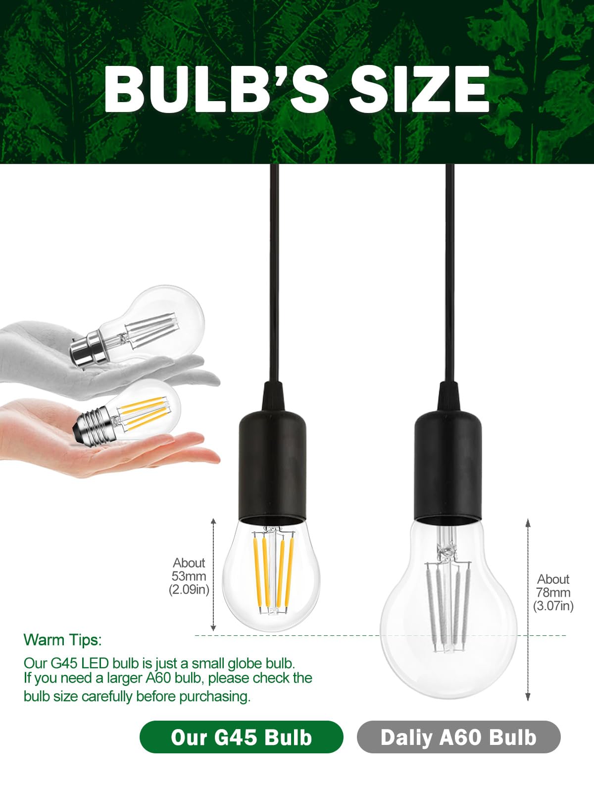 ROMANJOY G45 4W E27 Screw Bulb 40W Equivalent, Dimmable LED Light Bulb Warm White 2700K, Glass Cover - Image 3
