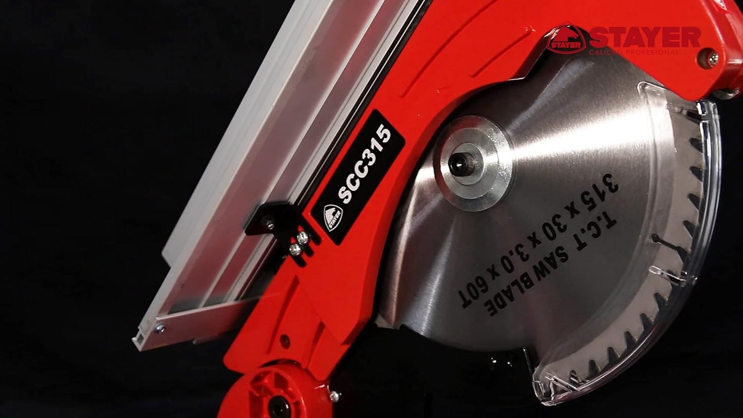 Close-up of Stayer Miter Saw blade and guard