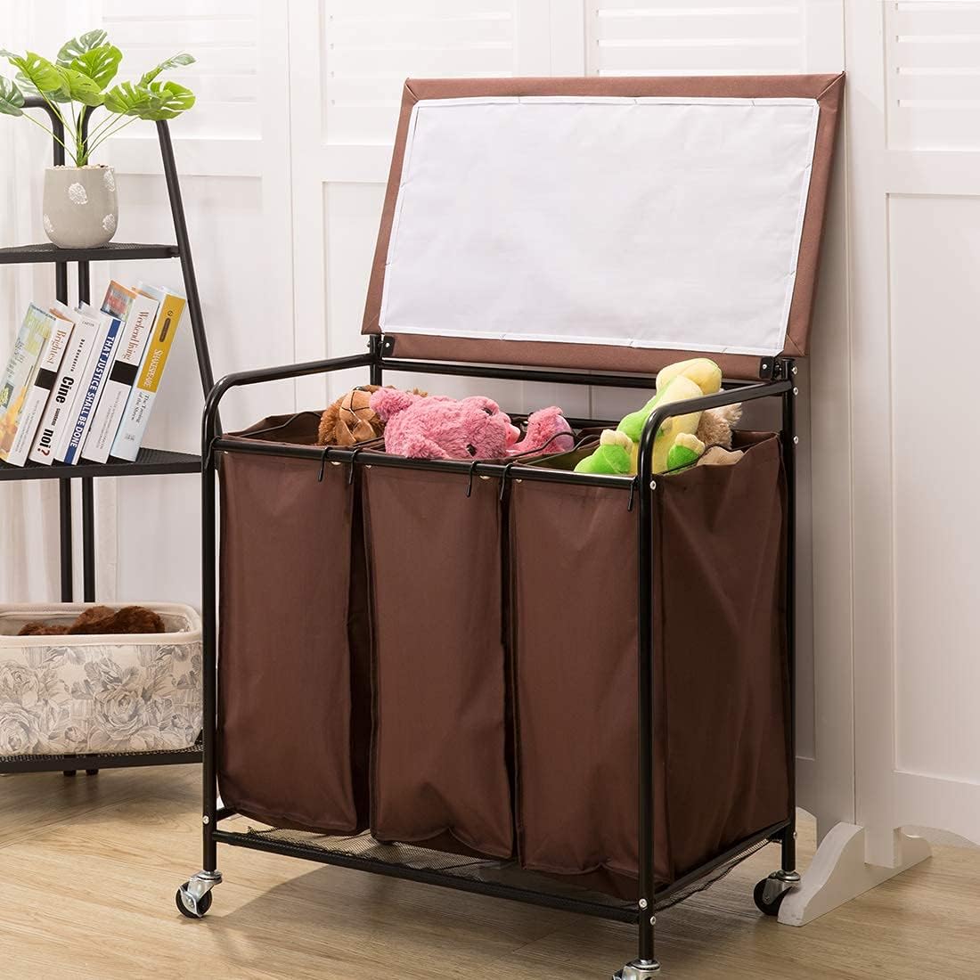 Hottest Sale HollyHOME Laundry Cart 3-Bag Heavy-Duty Rolling with Ironing Board Laundry Room Organizer with Wheels Brown Amazon Crazy 🔥 Deals HollyHOME Laundry Cart 3-Bag Heavy-Duty Rolling with Ironing Board Laundry Room Organizer with Wheels Brown