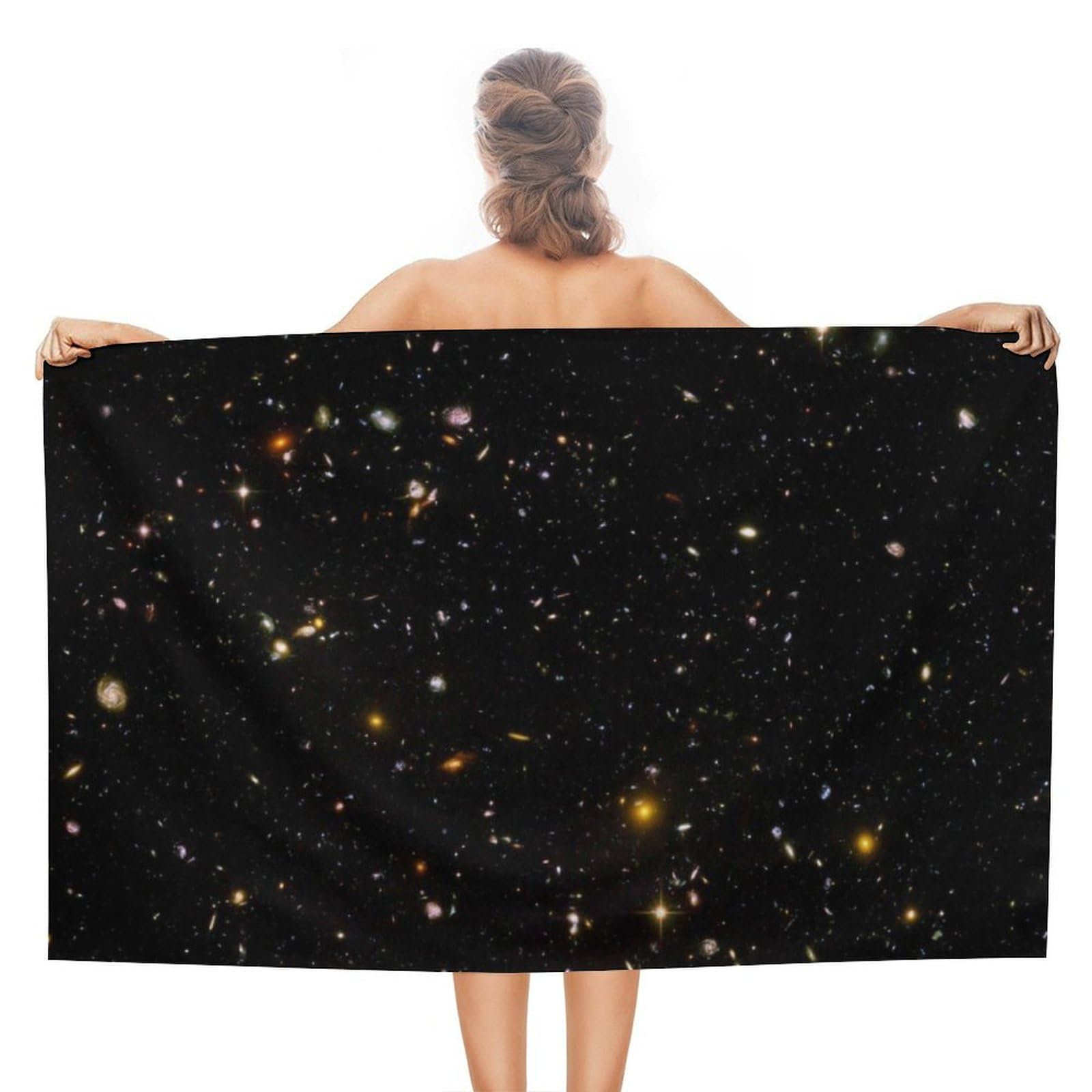 LEDFCVSU Beach Towel, Starry Sky Black Glitter Bath Towel, Absorbent Towel for Swimming, Sports, Travel