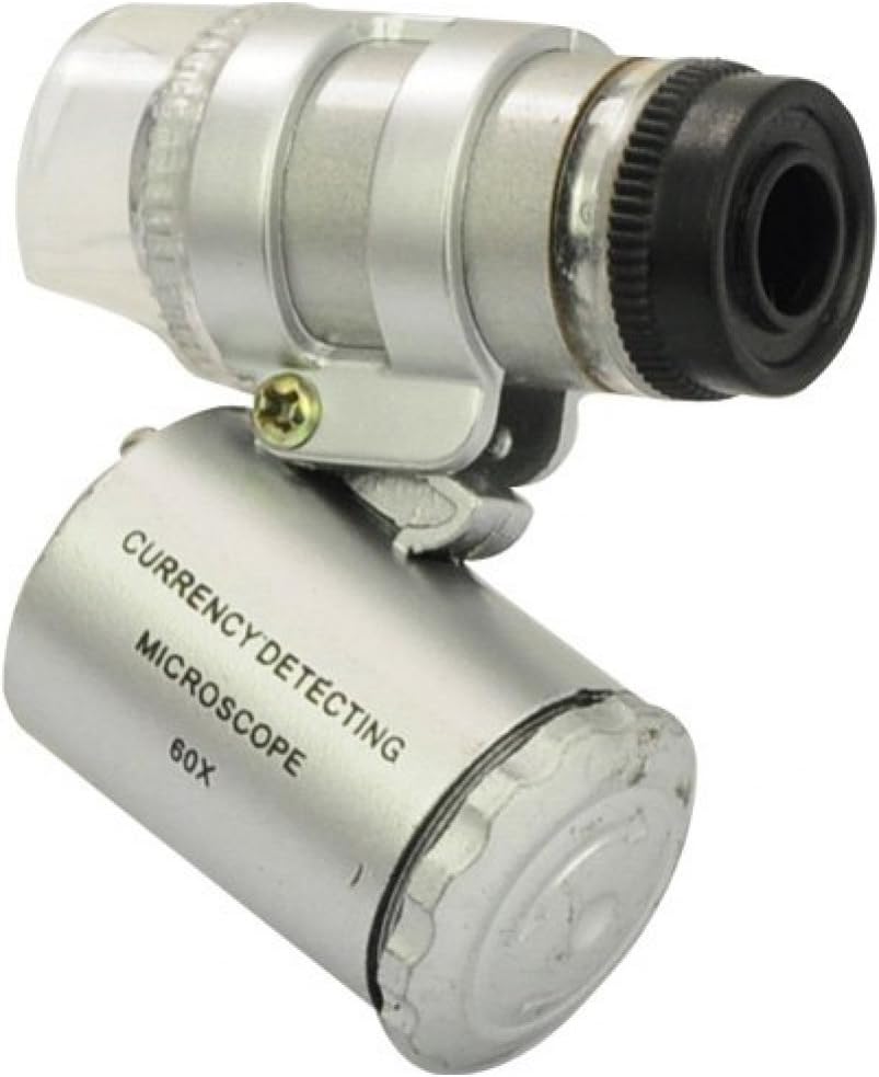Forrader 60X Mini Pocket Microscope Loupe with UV Currency Detector & 2-LED White Lights