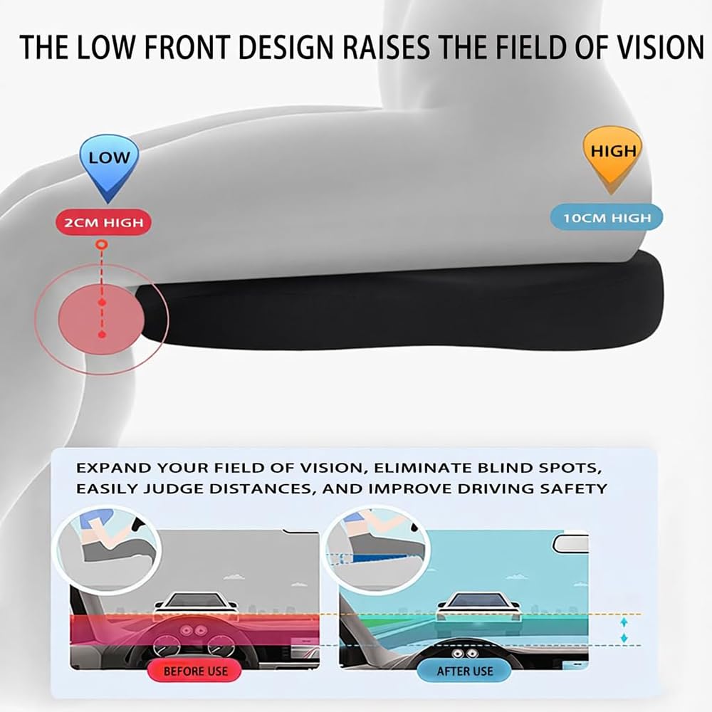 Poduszka na siedzenie samochodowe z pianki Memory Foam do Dodge Ram 1500 19-24 | Podwyższenie krzesła 2,3-3,5 cala, oświetlenie do rwy kulszowej, ergonomiczna konstrukcja antypoślizgowa