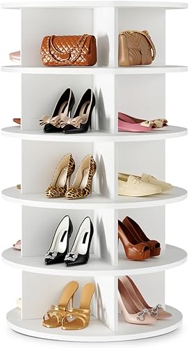 Miniatura 10 de Zapatero Giratorio de 7 Niveles Torre Organizadora de Zapatos Giratorio para 28-32 Pares Lazy Susan 360 Armario de Almacenamiento de Zapatos