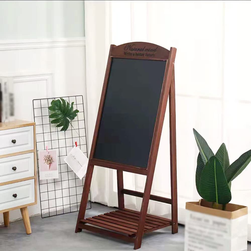 LINGWEI Premium Wooden A-Frame Chalkboard Stand - Blackboard with Rustic Wooden Frame, Shelf, and Easel - Ideal for Restaurants, Weddings, Parties, and Arts & Crafts