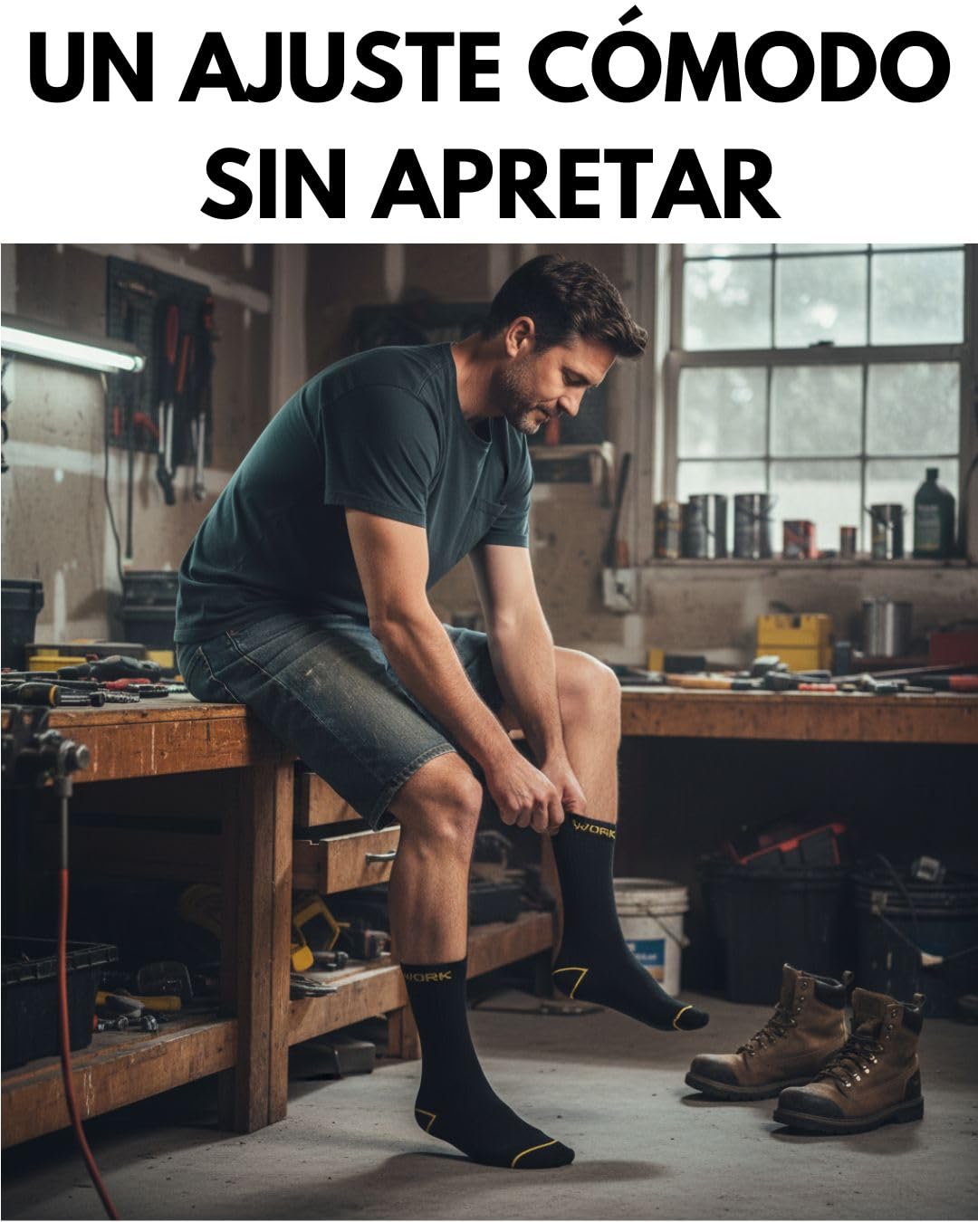 sockenkauf24 10 o 20 Pares Calcetines de Trabajo Cortos Hombre Reforzados Algodón WORK