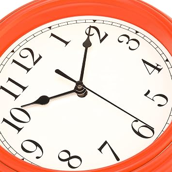 Topkey Silent Wall Clock Kitchen 9 Inch Retro Non-ticking Decorative Bedroom Office Wall Clock - Tangerine Red