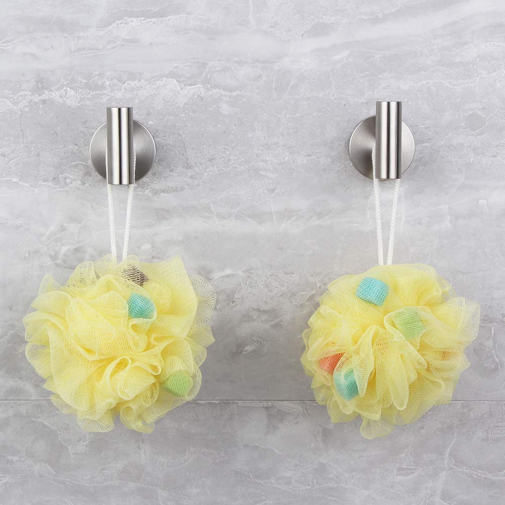 Lot de 2 crochets pour porte-serviettes en acier inoxydable brossé pour salle de bain, garage, hôtel, armoire, armoire, peignoir, crochet mural rond pour cuisine robuste