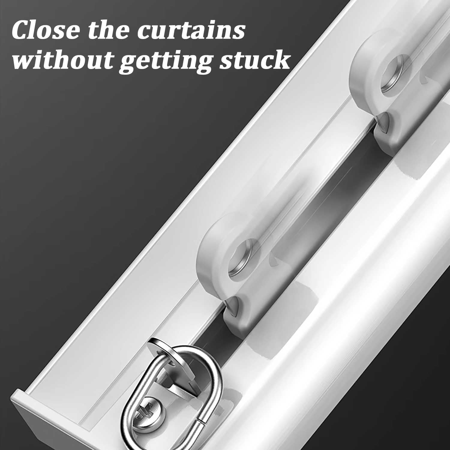 Heavy-Duty Ceiling Curtain Track System with Mute Rollers - 1.6m (5.2ft) White Single Row Curtain Rail for Living Room, Bedroom, Shower Dividers - Easy Mounting