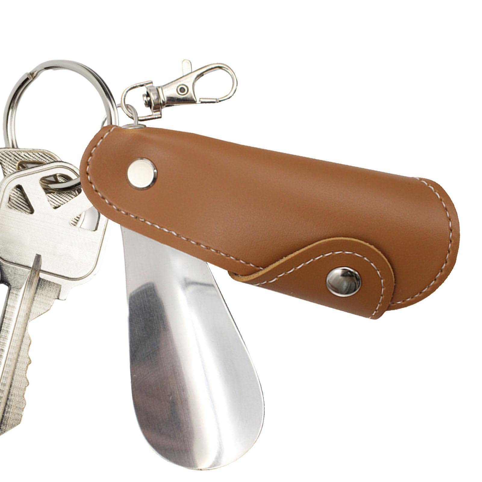 Chausse-pied Métallique Portable Avec Porte-clés - 12,5 Cm, Couleur Rouge - Pour Enfants, Seniors, Voyage - Aide à Enfiler Les Chaussures Facilement - 7
