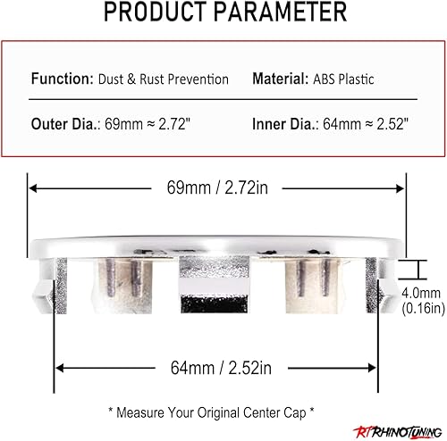 Miniatura 2 de RTrhinoTuning 4 tapas centrales de rueda de 2.717 in compatibles con llantas 1 Series 2, Series 3, Series 4, Series 5, Series 6, Series 7, Series OD