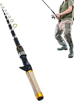 Telescoping Fishing Rods | Retractable Saltwater Fish Rods,Fishing Stick Outdoor Gear for Freshwater Bass Trout Lake River Bank Pier Outdoor Kayak Backpacking Adults