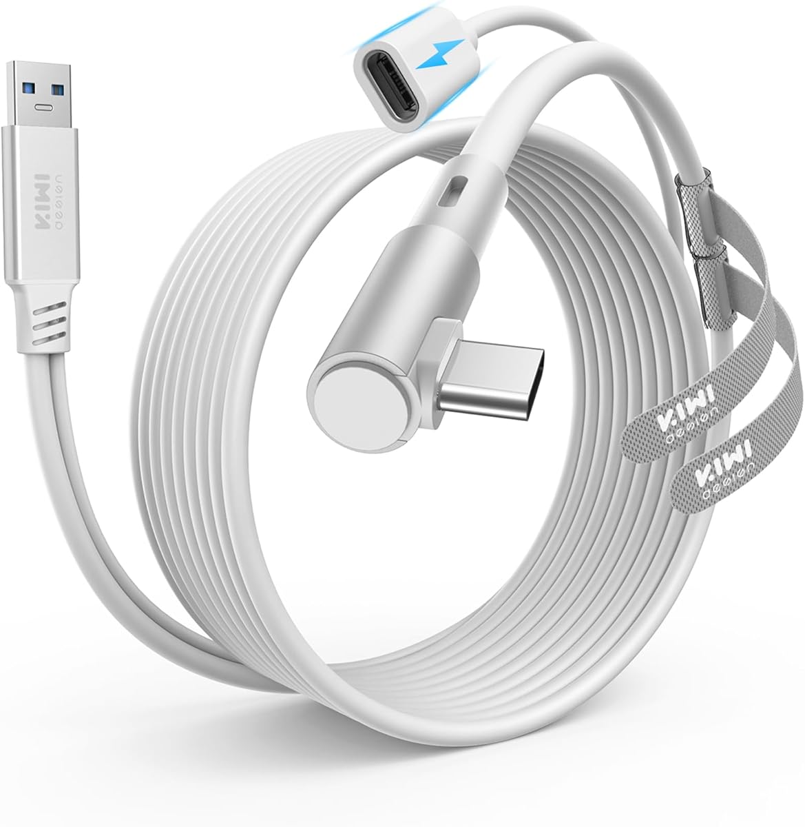 KIWI design Link Cable with Charging 5M Compatible with Meta Quest 3s Quest 3 Quest 2/Pro/Pico 4 Accessories and PC/SteamVR, USB 3.0 to USB C Link Cable with 5Gbps Super Speed, for Extended Gameplay