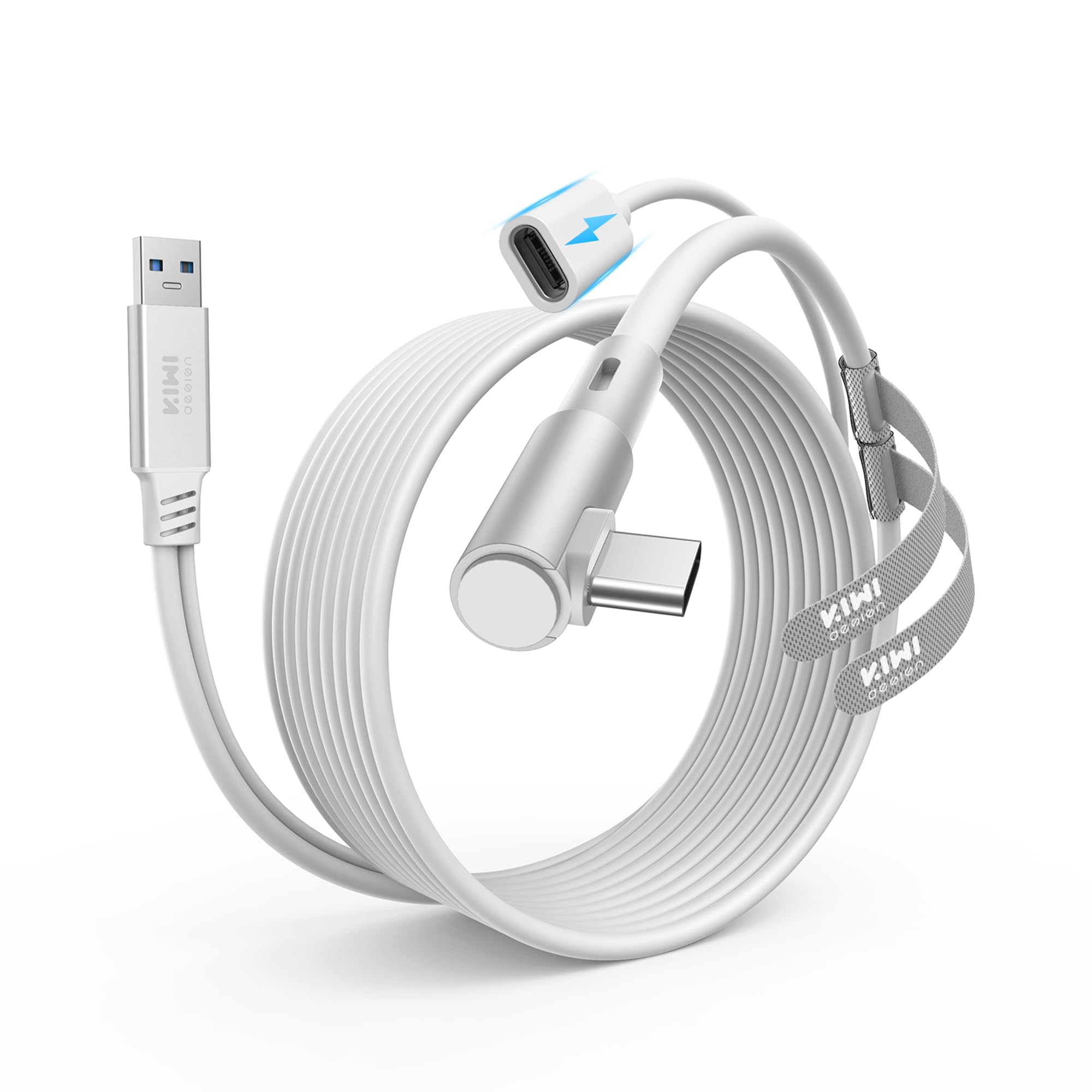 KIWI design Link Cable with Charging 16FT Compatible with Meta Quest 3S/3/2/Pro/Pico 4 Accessories and PC/SteamVR, USB 3.0 to USB C Link Cable with