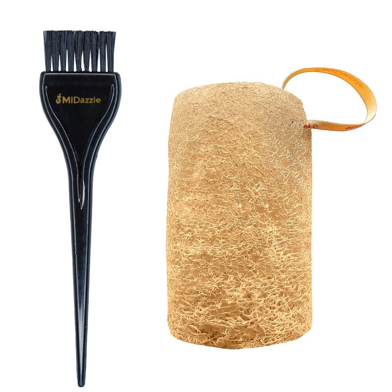 Image of Midazzle Hair Dye Brush With Natural Organic Loofah, Body Scrybber (Long) - Set of 2