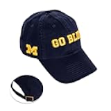 University of Michigan Baseball Hat Wolverines UM U of M Brimmed Embroidered Hats Cap Adjustable Cloth Strap Adult (Style I1) Blue