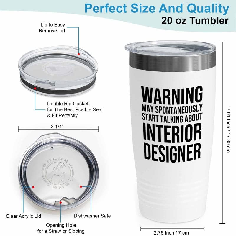Interior Designer White Edition Ringneck Tumbler 20oz - Talking About Interior Designing - Interior Decorator Builder Arranger Organizer Home House Office Room Homestyler Artificer Aesthetician