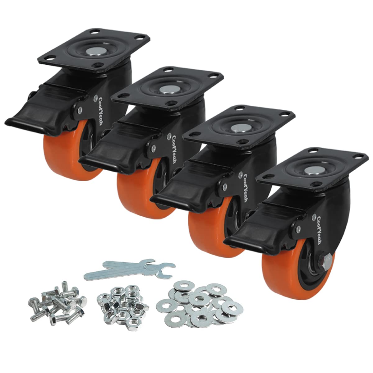 CoolYeah3" Caster Wheels with Brake (Pack of 4)
