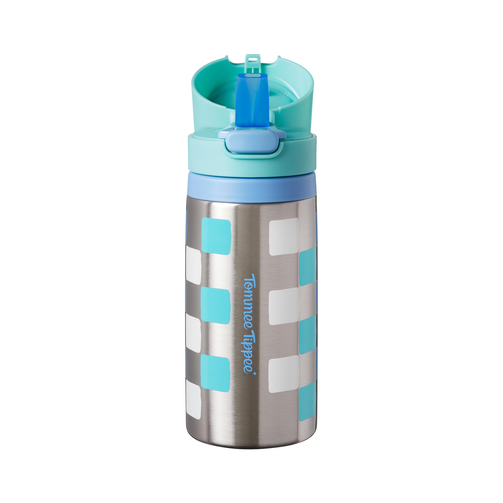 Tommee Tippee On The Go Stainless Steel Insulated Bottle Flask with Silicone Straw for Toddlers 355ml, 18m+, Blue